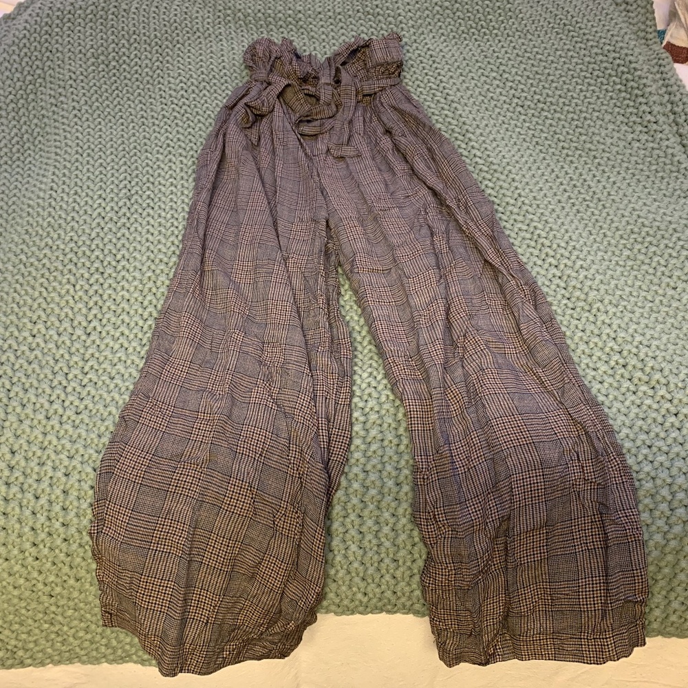 Plaid baggy trousers